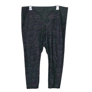 GLYDER Gray Leaf Print Cropped Leggings Size XXL